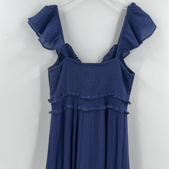 LoveShackFancy Katina Midnight Blue Maxi Dress Smocked Tiered Gauze Flowy M - Picture 9 of 14